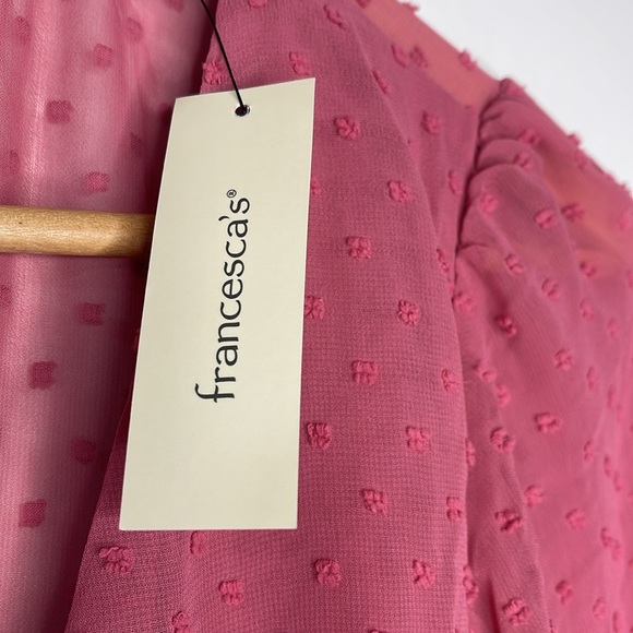 Francesca’s Collections Dress Womens Small Pink Romper Clara Swiss Dot New - Picture 8 of 9